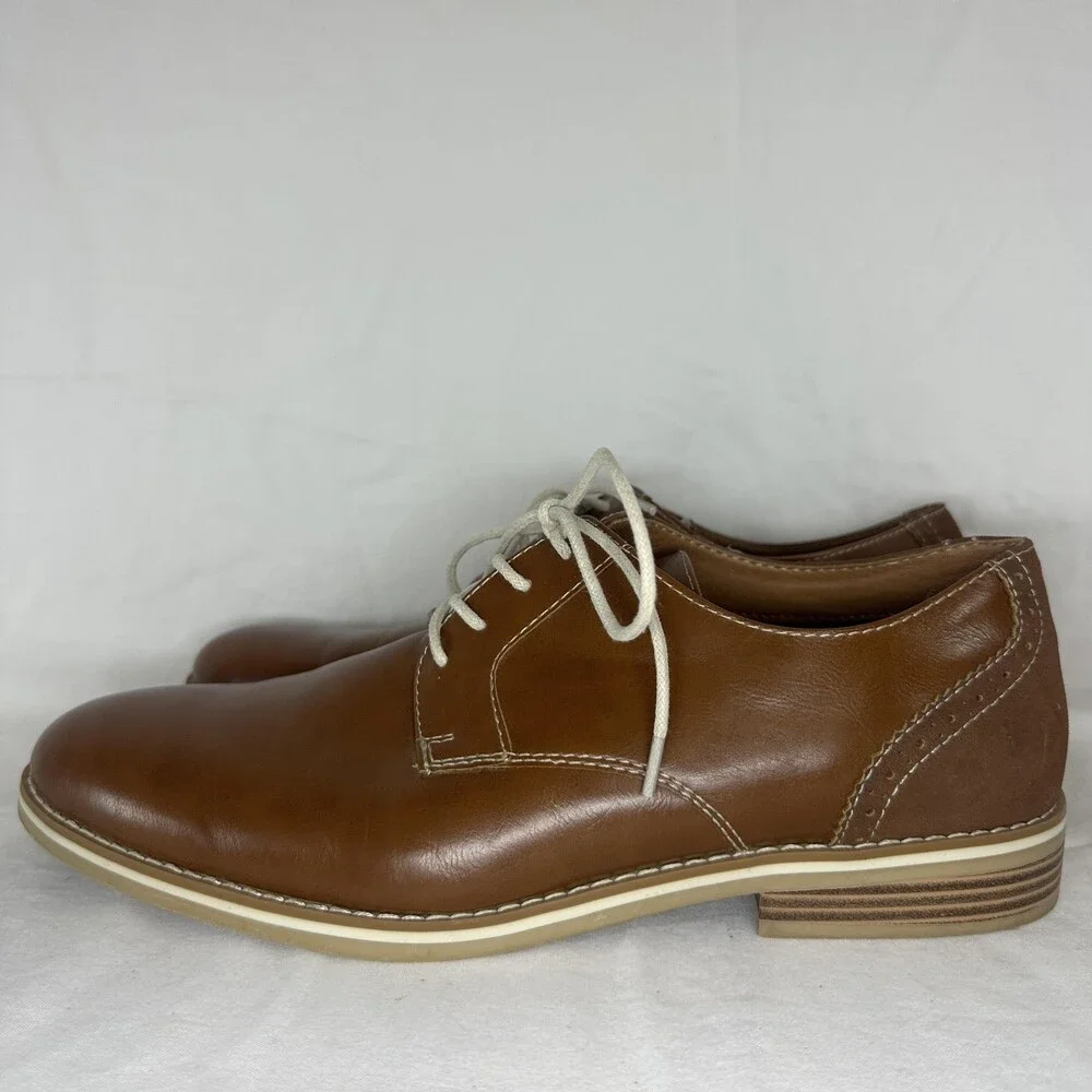 St John's Bay Shoes Mens Size 10.5 Brown Oxford Slater Memory Foam Dry+Cool